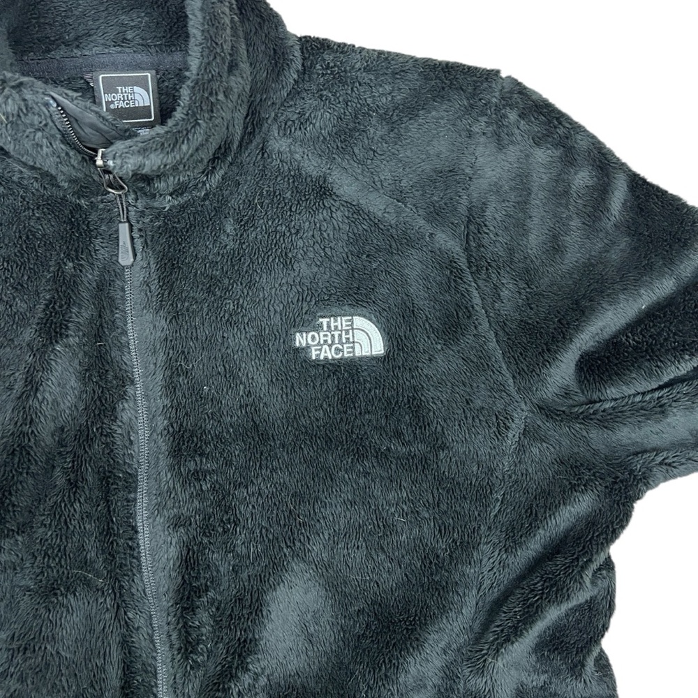 The North Face Sweater Womens Medium Black Full Zip‎ Fuzzy Adjustable Waist - Picture 6 of 14